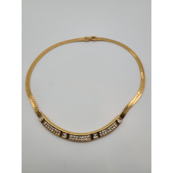 Vintage Givenchy Gold Tone Necklace With Crystal Accents, 16.5 Inches - Picture 1 of 8